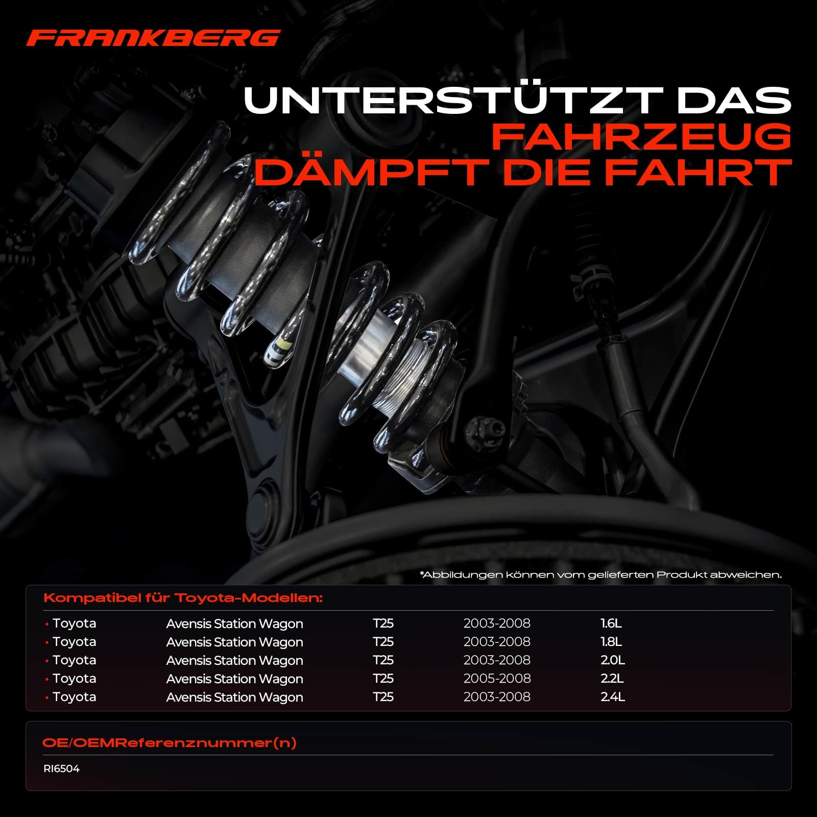 Frankberg 2x Fahrwerksfeder Hinterachse Kompatibel mit Avensi.s Station Wagon T25 2003-2008 Replace# RI6504