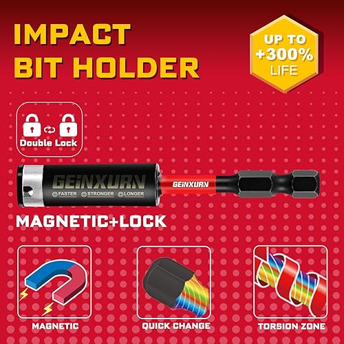 Miniatura 7 de Geinxurn PH2 - Juego de 51 puntas de destornillador antideslizantes resistentes a los impactos de 2 pulgadas, 2 puntas magnéticas Phillips de 14