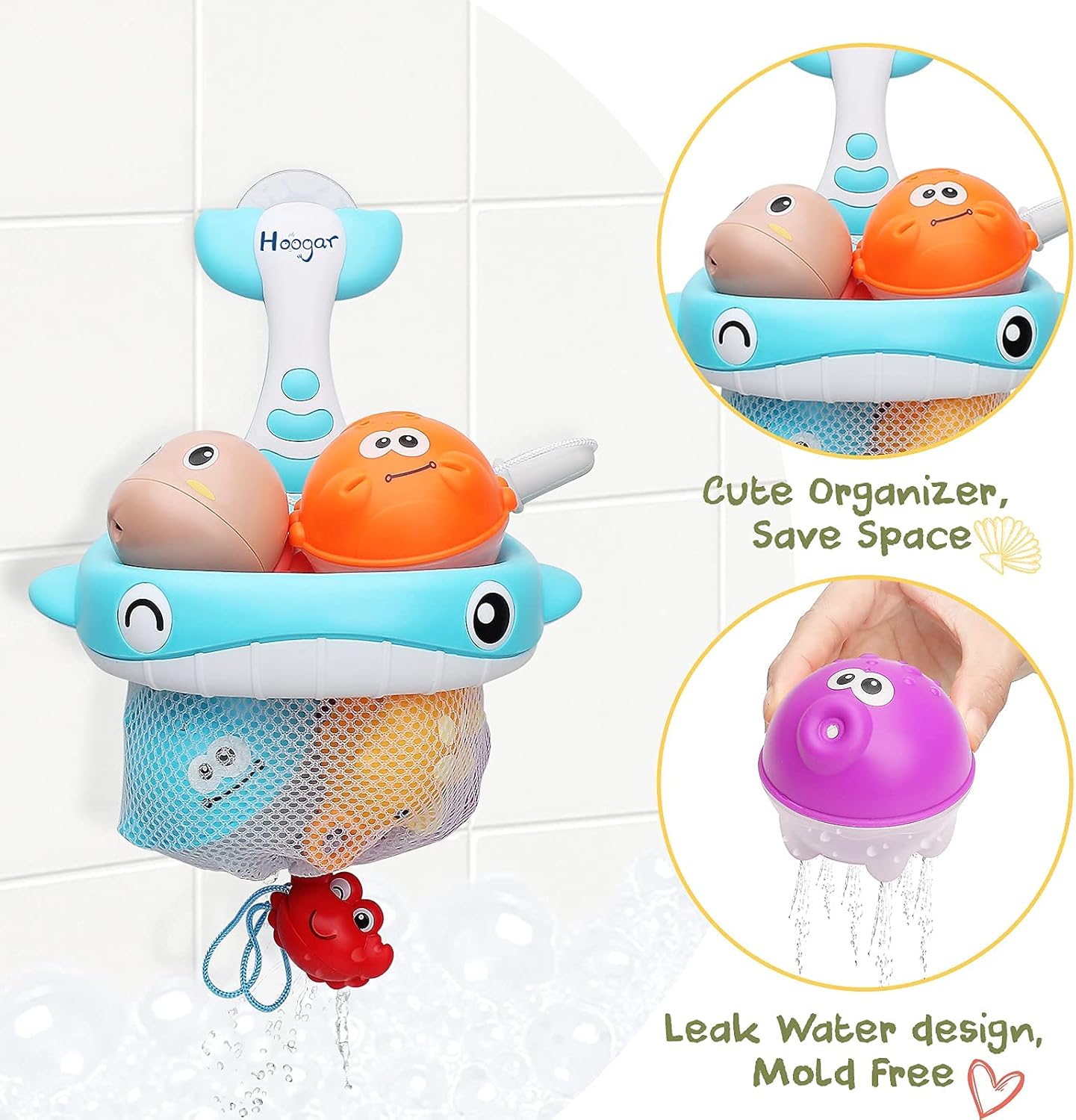 HOOGAR Bath Toys, Bathtub Toys , Bathtime Basketball, Swimming Turtle, Fishing Rod with Squirts Dinosaurs , Best Gifts for Age 2 3 4 5 + Year Old Boys Girls. : Toys & Games