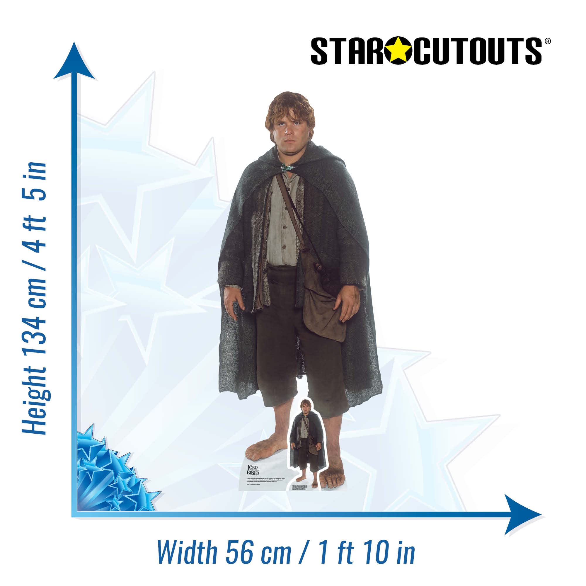 Star Cutouts SC4127 Samwise Gamgee - Sean Austin - Herr der Ringe lebensgroßer Pappaufsteller mit Mini