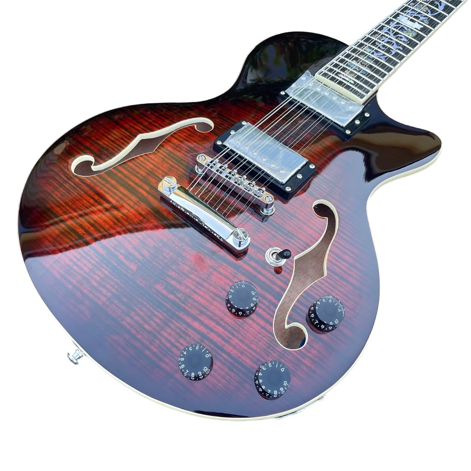 Guitarra Eléctrica Instrumentos Musicales Guitarra Eléctrica Jazz De 12 Cuerdas Pastilla Humbucker De Cuerpo Semihueco Arce Flameado Marrón