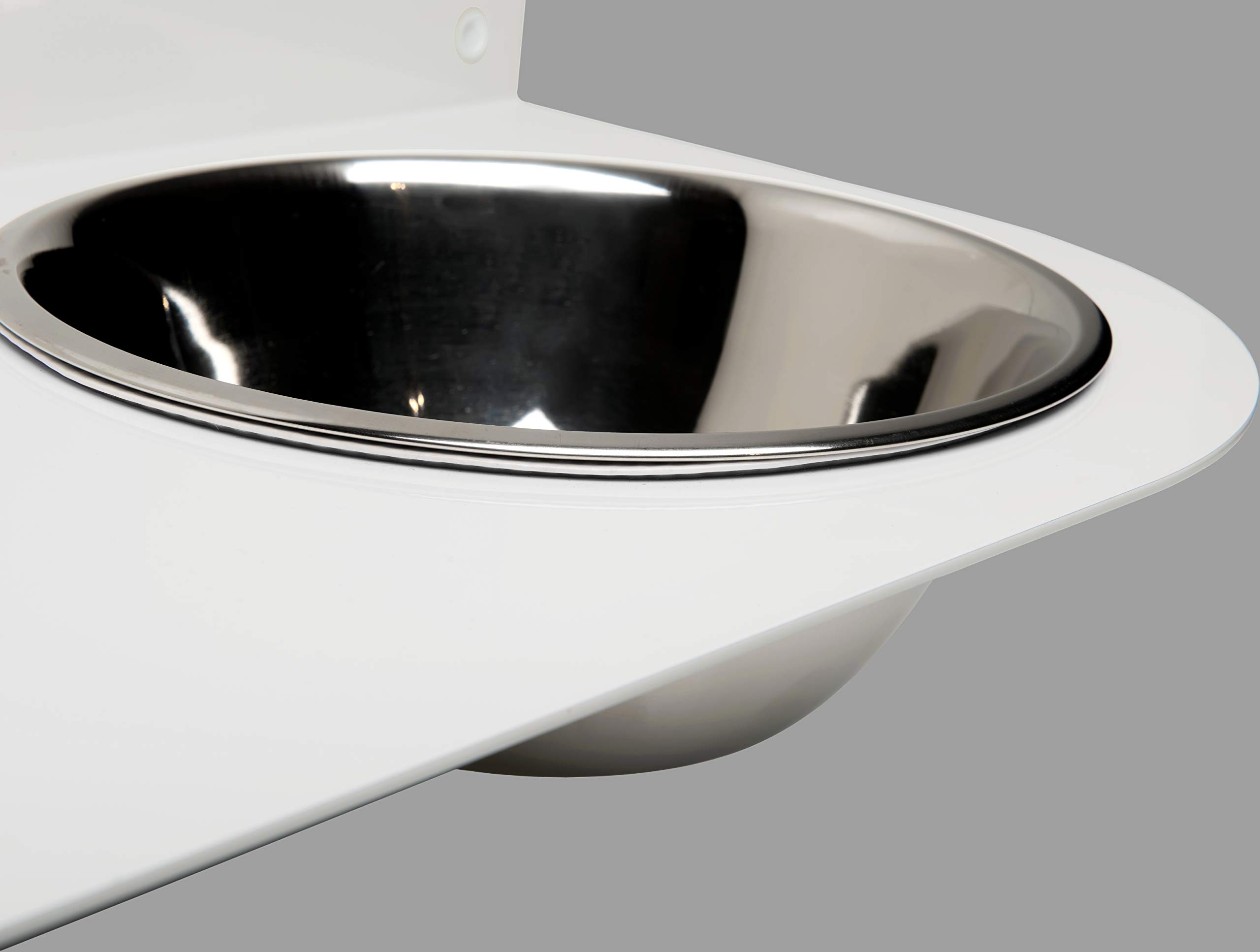 schmeck.bar Futterstation Futterbar erhöhter Futterspender kleine mittlere große schreckhafte Hunde mit Näpfen stabil hochwertig Wand (Weiss MATT, C: 600 x 228 x 306 mm - Napf 2X L)