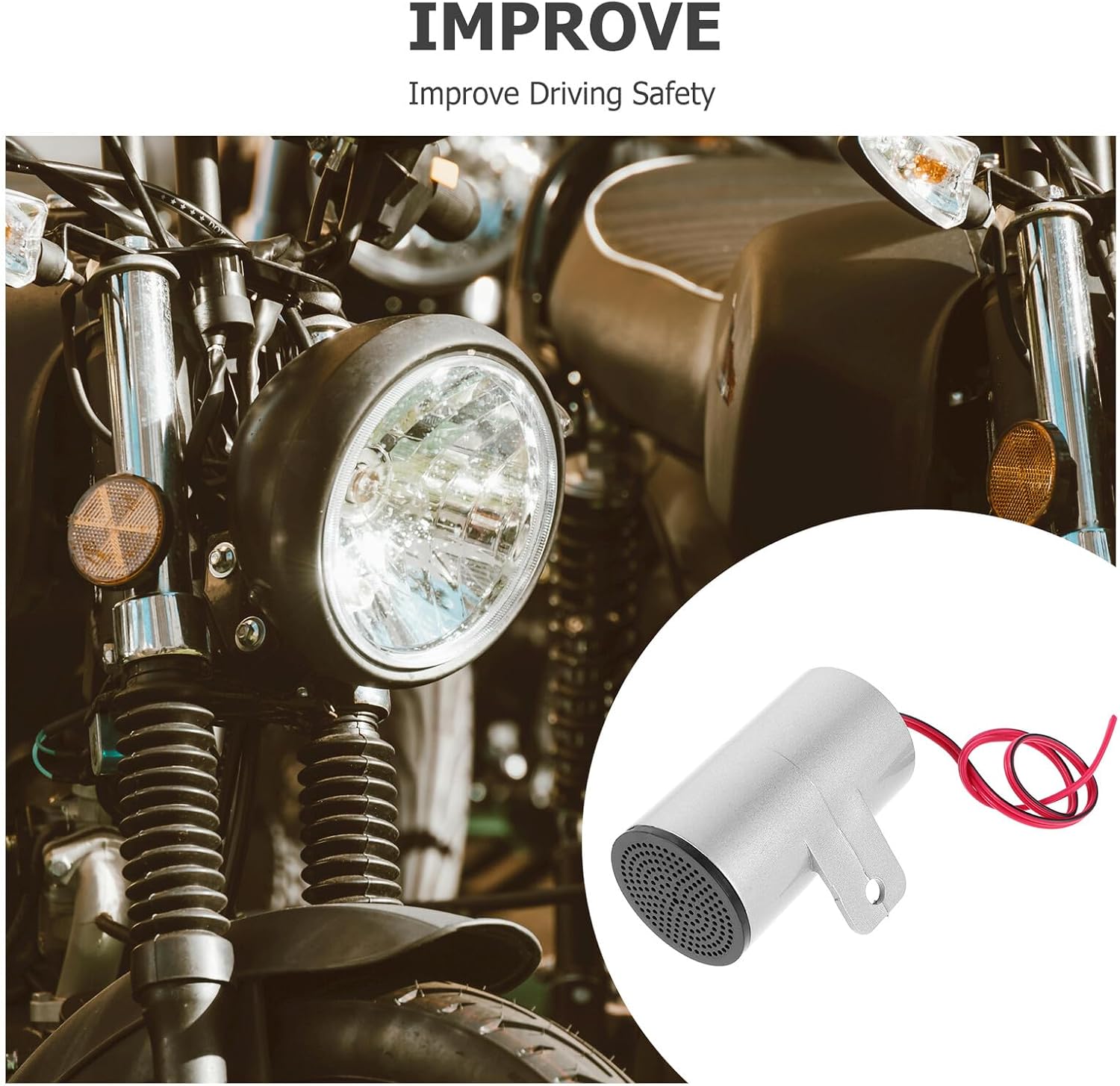 Mikinona Universal 12v Car and Motorcycle Air Horn Alarm Siren, Loud Reversing Warning Horn for Trucks, Scooters, and Utvs, Metal Vehicle Security Warning Sound