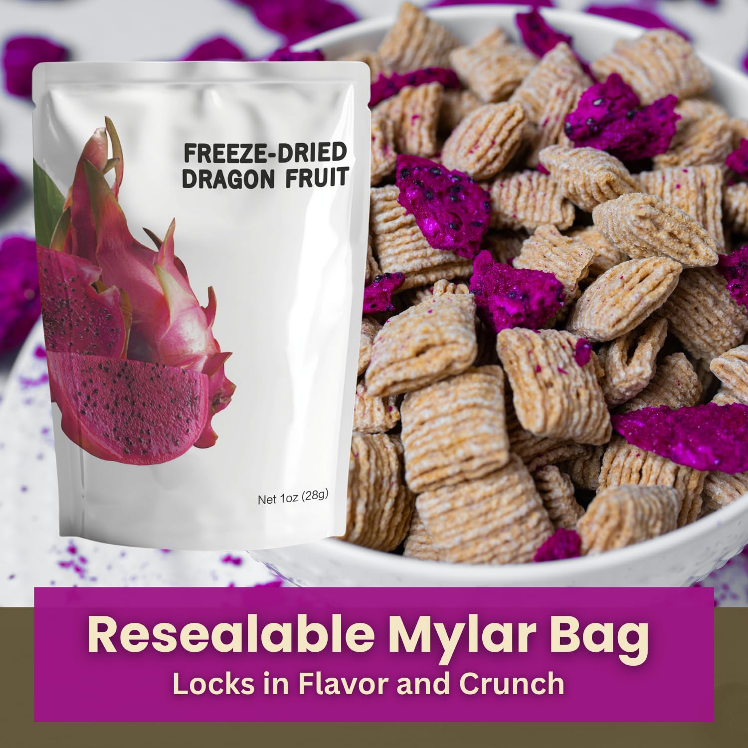 Wise Harvest Freeze-Dried Dragon Fruit – Five 1oz Packs | Single Ingredient Snack | 100% Real Fruit, No Sugar Added, Just Crunch | Healthy Vegan Gluten-Free Snack for Kids & Adults