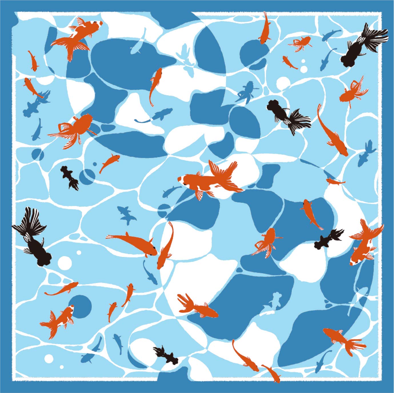 TAYU-TAFU Furoshiki Wrapping Cloth Japanese Summer Animal Print Goldfish 19.68" x 19.68" Gift Wrap