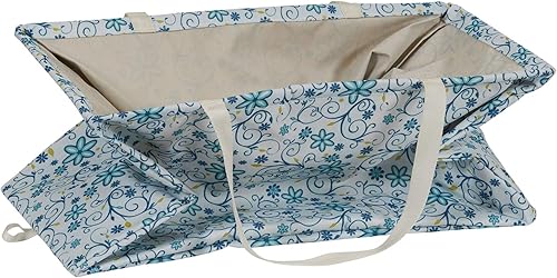 Miniatura 4 de Household Essentials 2244 Krush - Bolsa de lona reutilizable para comestibles y lavandería, color blanco con diseño floral, 22 pulgadas de largo x