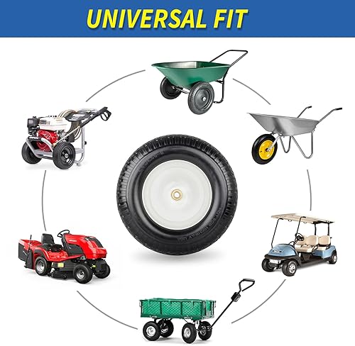 Miniatura 16 de Neumático y rueda sin plano de 4.80/4.00-8 pulgadas, neumático sólido de carretilla de 16 pulgadas, cubo centrado de 6 pulgadas, orificio