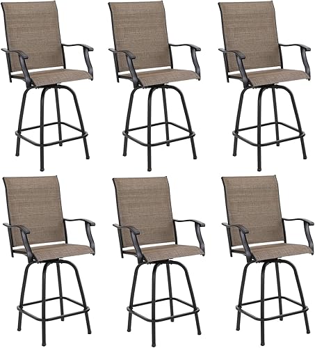 Miniatura 26 de PHI VILLA Juego de 2 taburetes de bar giratorios para exteriores, sillas de patio altas de 30 pulgadas de altura con tela de textileno para todo
