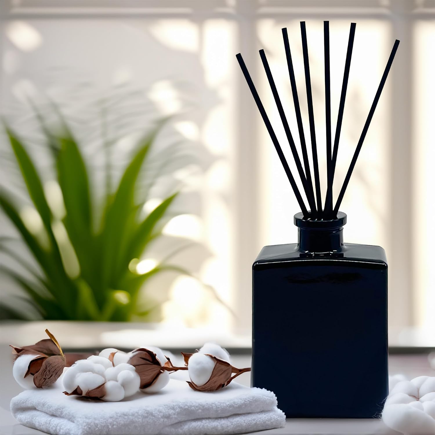 Urban Naturals Reed Diffuser Sticks 10 Inch Black Fiber, 50 Count, Premium Replacement for Fragrance Oil Diffusers