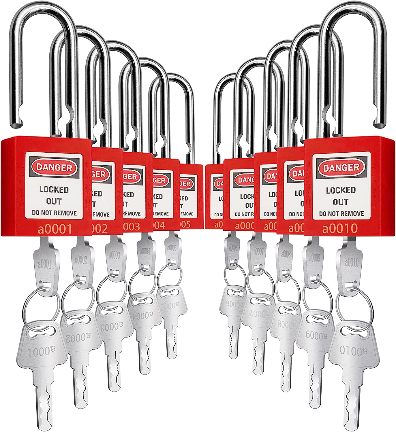 Snapklik.com : Lockout Tagout Lock 10pcs Key Alike OSHA Loto Safe ...