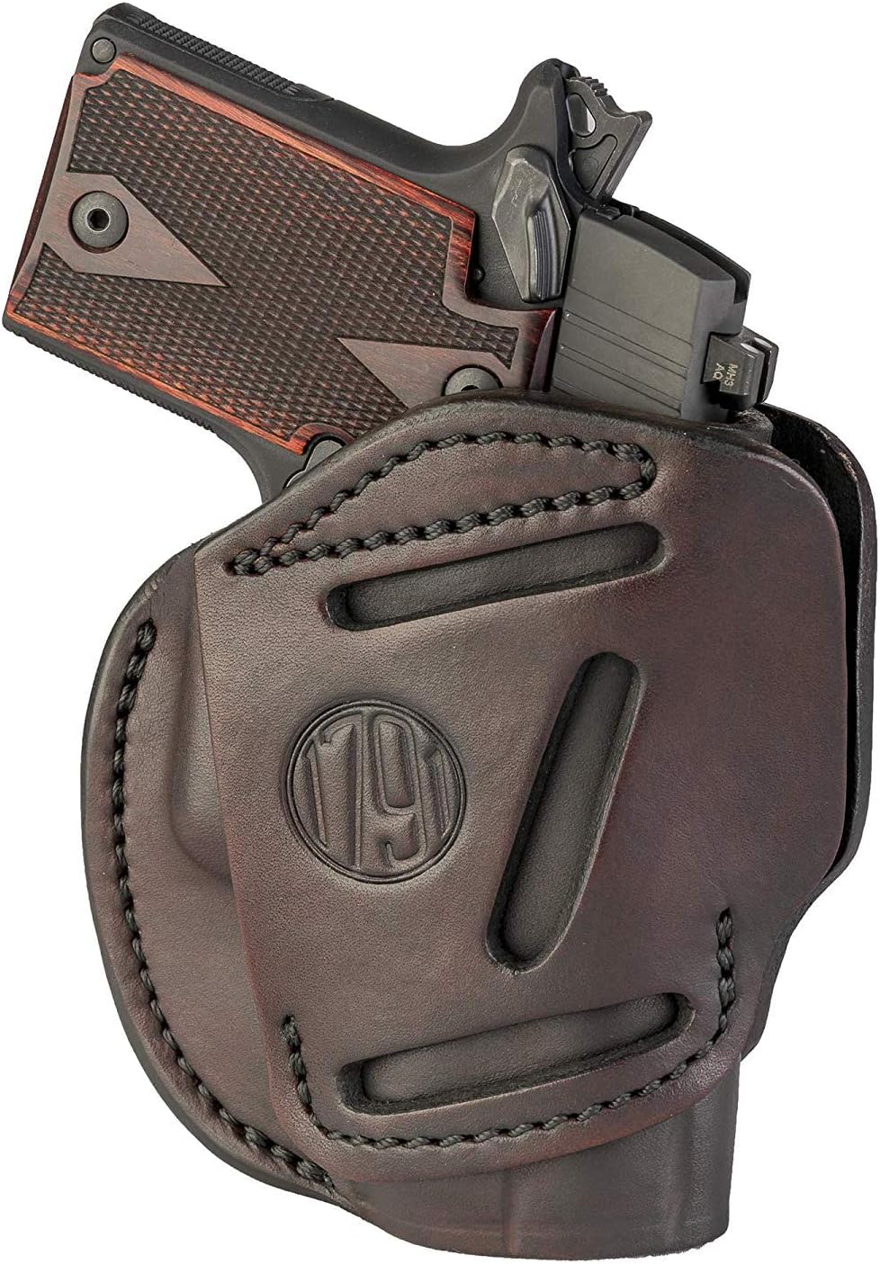 1791 GunLeather 3-Way P365 Holster - Ambidextrous OWB CCW Leather Gun Holster - Fits Sig Sauer P365, Ruger LCP 380, SW Bodyguard