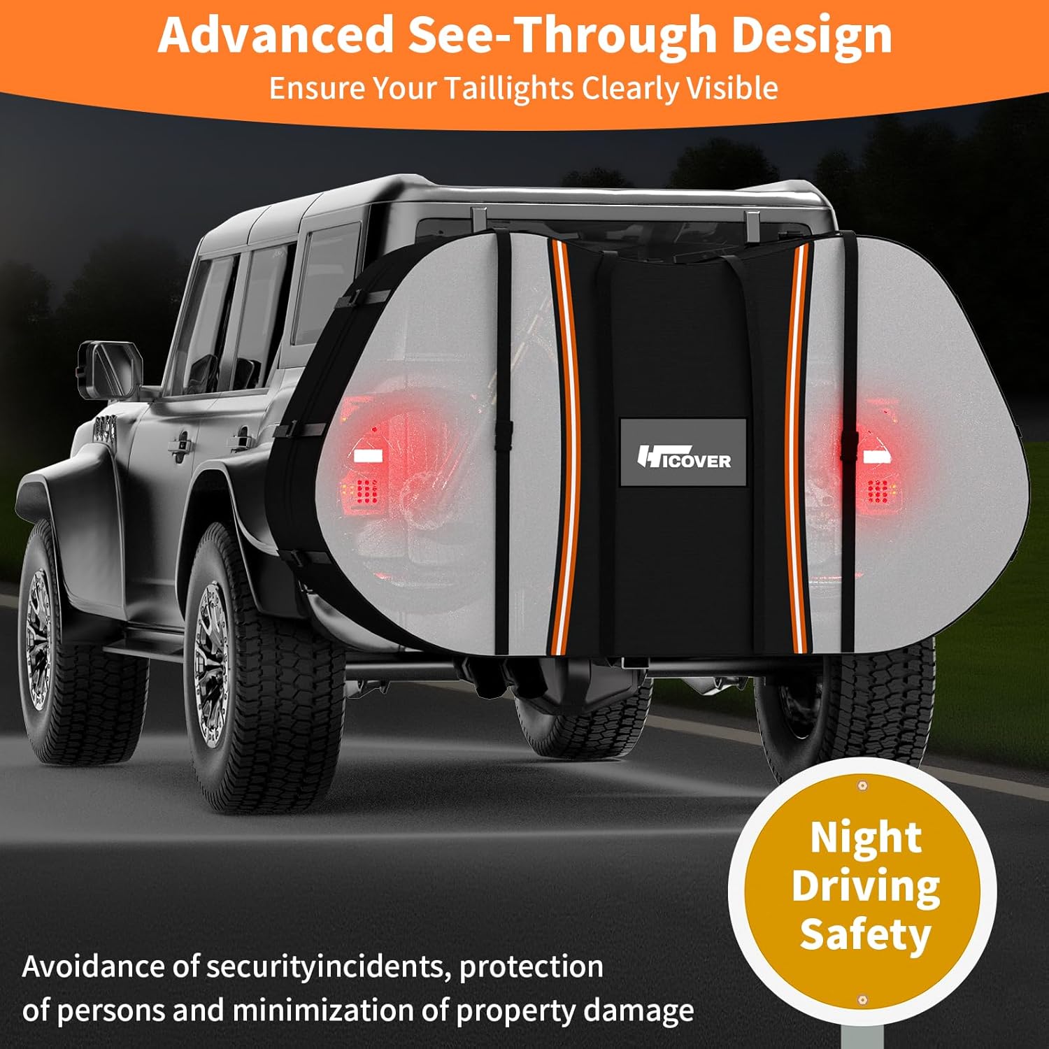 Bike Cover for Transport 2 Bikes Hicover 600D Travel Bike Covers for 2 Bikes on Rear Bike Rack Heavy Duty Waterproof Outdoor Full Bicycle Rack Cover on Car Hitch Storage (Black - Visible, XL-2 Bike)