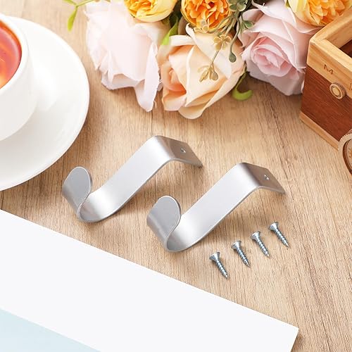 Vista 11 de Hicarer 2 soportes de barra de armario de metal resistente para montaje en pared con tornillos, soporte de poste de armario para sala de estar