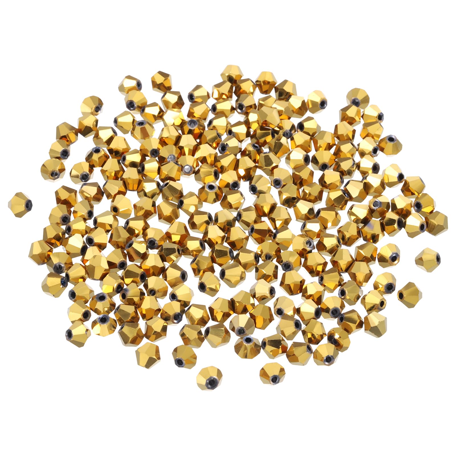 PATIKIL 250pcs 6mm Bicone Glass Crystal Beads, Faceted Glass Spacer Beads for Jewelry Making Bracelet Necklace Earrings DIY Suncatcher Craft, Gold Tone