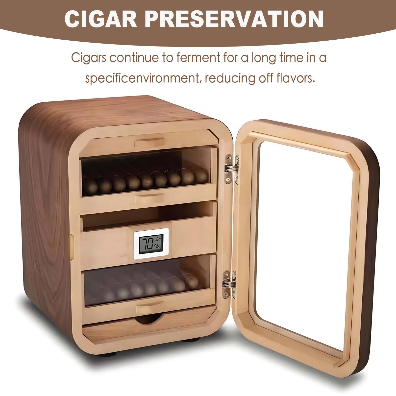 Humidor elettrico per sigari, con umidificatore, può contenere fino a 110 sigari, mantiene la temperatura silenziosa e costante