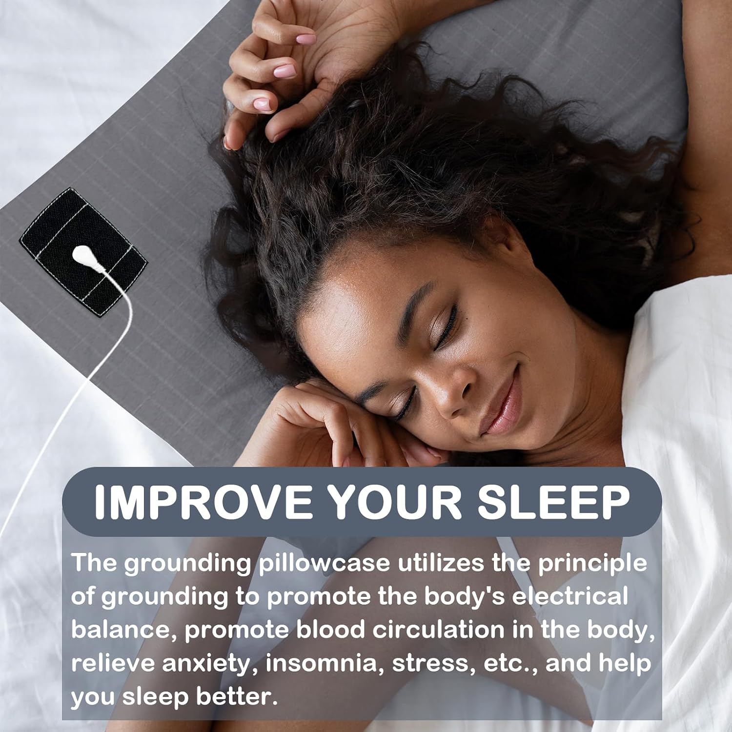 NIULAFR Grounding Pillowcase 2 Pack with Silver Fiber Cotton, Earth Connected Grounding Pillow Case for Better Sleep, Stress Relief 20x30in