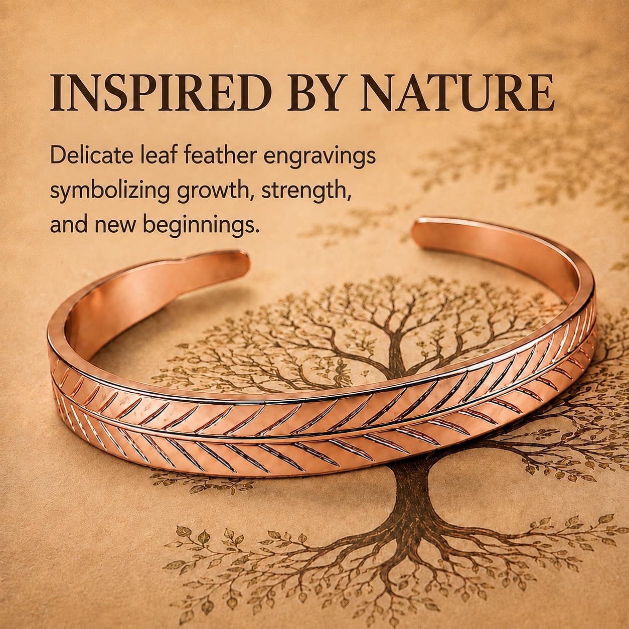 Pure Copper Bracelet for Men & Women, Handmade Adjustable Cuff Bangle