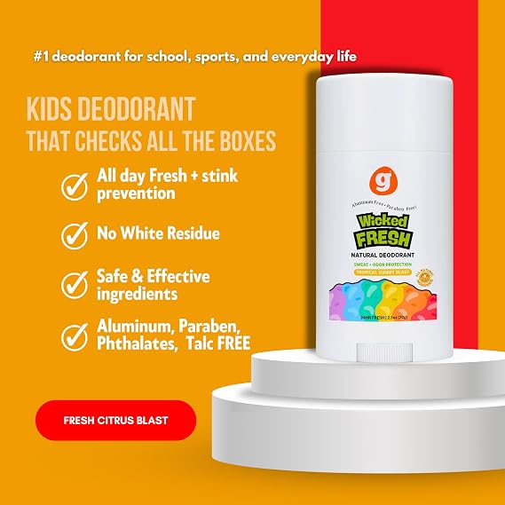 Fresh Kids Deodorant Boys, Ages 8 & Up | Non-Toxic | High-Performance Natural deodorant stick - Aluminum-Free - Prevent Armpit Odor - Tween and Teen Boys - Clean, Fresh, Cool (3PACK VARIETY)