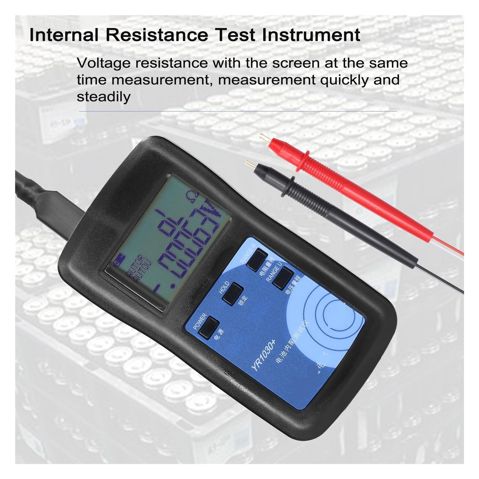 Tester per batteria auto, 4 fili YR1035 + / YR1030 + Batteria al litio veloce ad alta precisione Strumento di prova resistenza interna Gruppo veicoli elettrici(YR1030 PLUS)