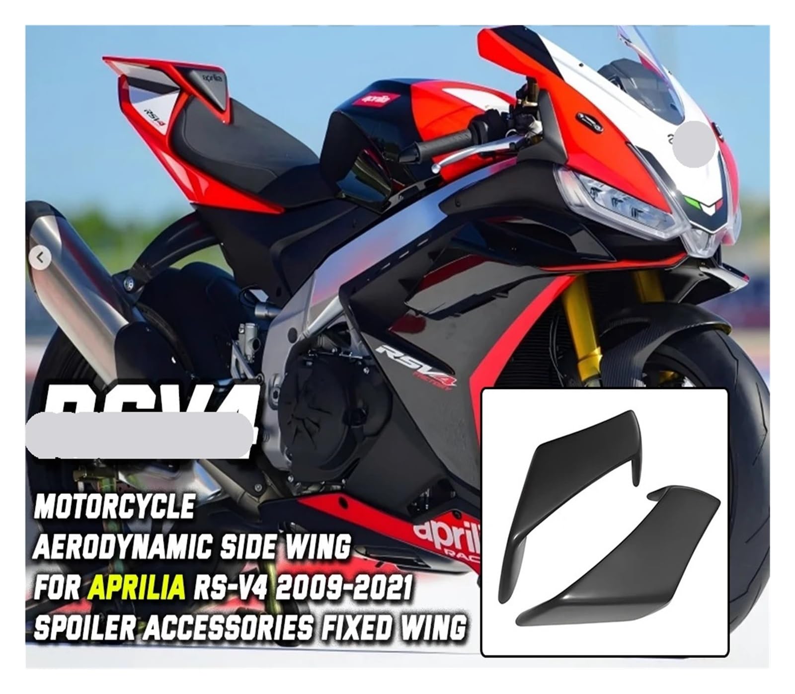 Motorcycle fairing side wings Fit For Aprilia RSV4 2009-2020 Motorcycle Accessories rsv4 deflector shield Winglets Fixed Wind Wing Air Deflectors Fairing Motorcycle wing spoiler(Matte black TOP1)
