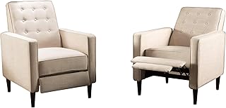 GDFStudio Marston Mid Century Modern Fabric Recliner (Set of 2) (Wheat)