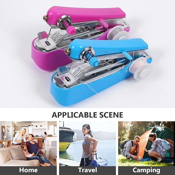 2 Pcs Manual Mini Hand Sewing Machine Portable Compact Home Sewing Tool Easy Operation for Beginners to Repair Clothes Jeans Products
