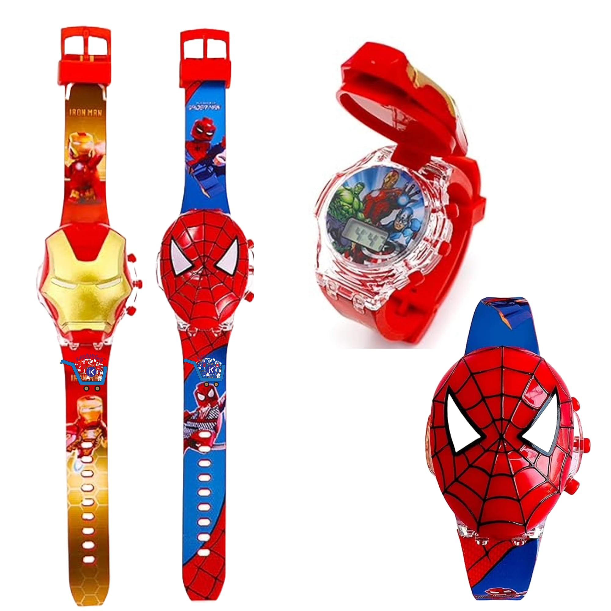 KartsHiTech® Spiderman & Ironman Face Head Digital Watch with Music & Sound Effects for Kids - Perfect Birthday and Return Gift (Pack of 2 Superhero) (B0D9MKDT8C) Amazon Price History, Amazon Price Tracker