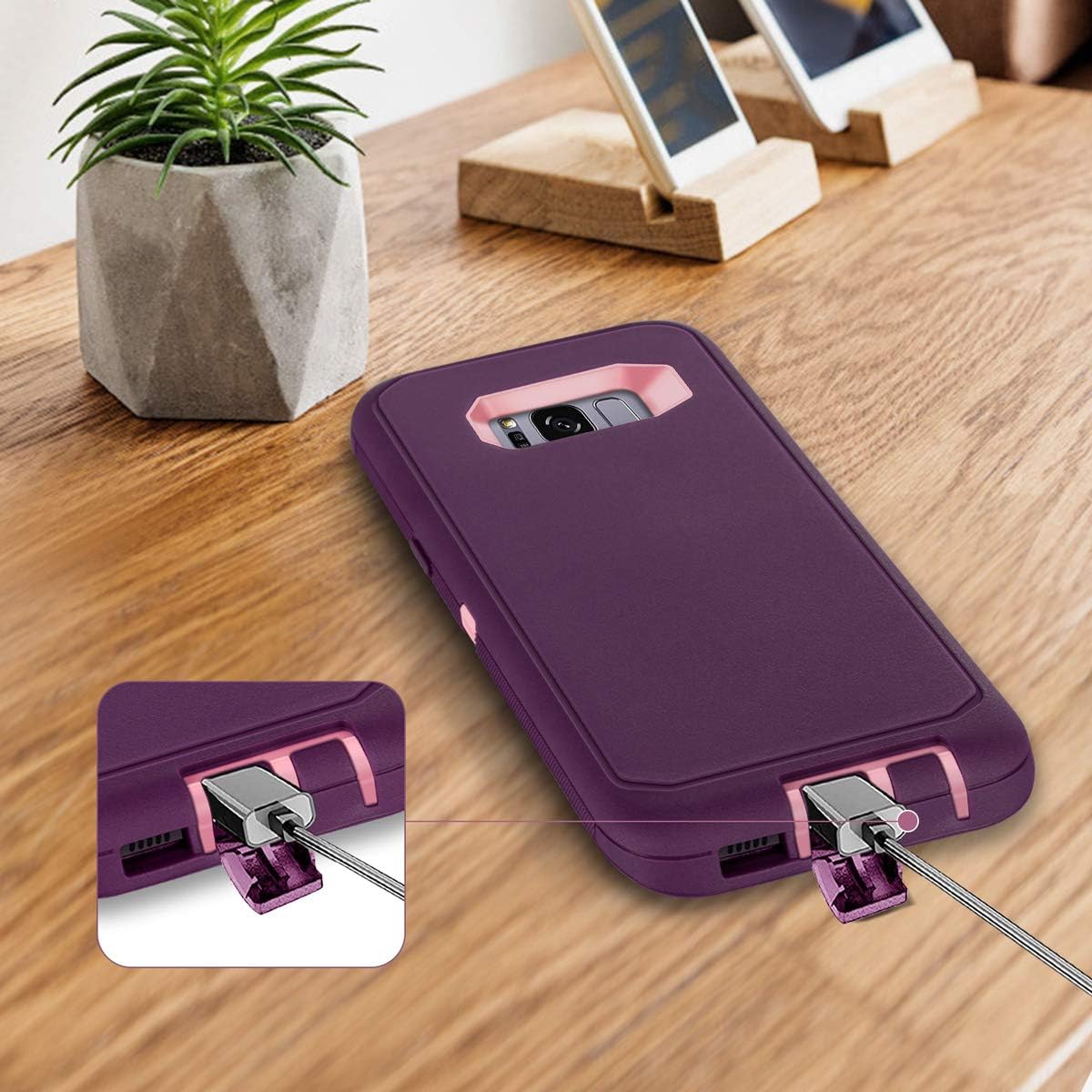 I-HONVA for Galaxy S8 Plus Case Shockproof Dust/Drop Proof 3-Layer Full Body Protection [Without Screen Protector] Rugged Heavy Duty Durable Cover Case for Samsung Galaxy S8 Plus, Purple/Pink