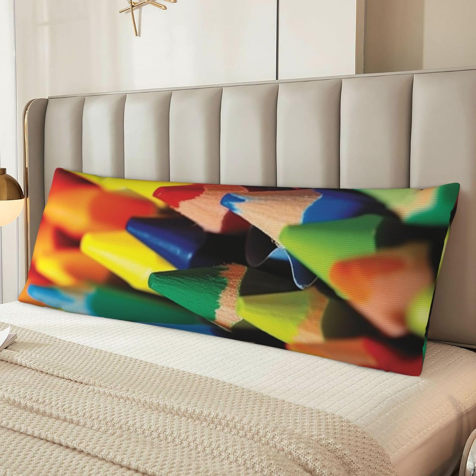 Crayons Body Pillow Case Cover, Microfiber Long Pillow Cases, Ultra Soft and Cozy Plush Body Pillowcase Decorative Long Bed Pillow Cover for Sleeping 20x54 Inches