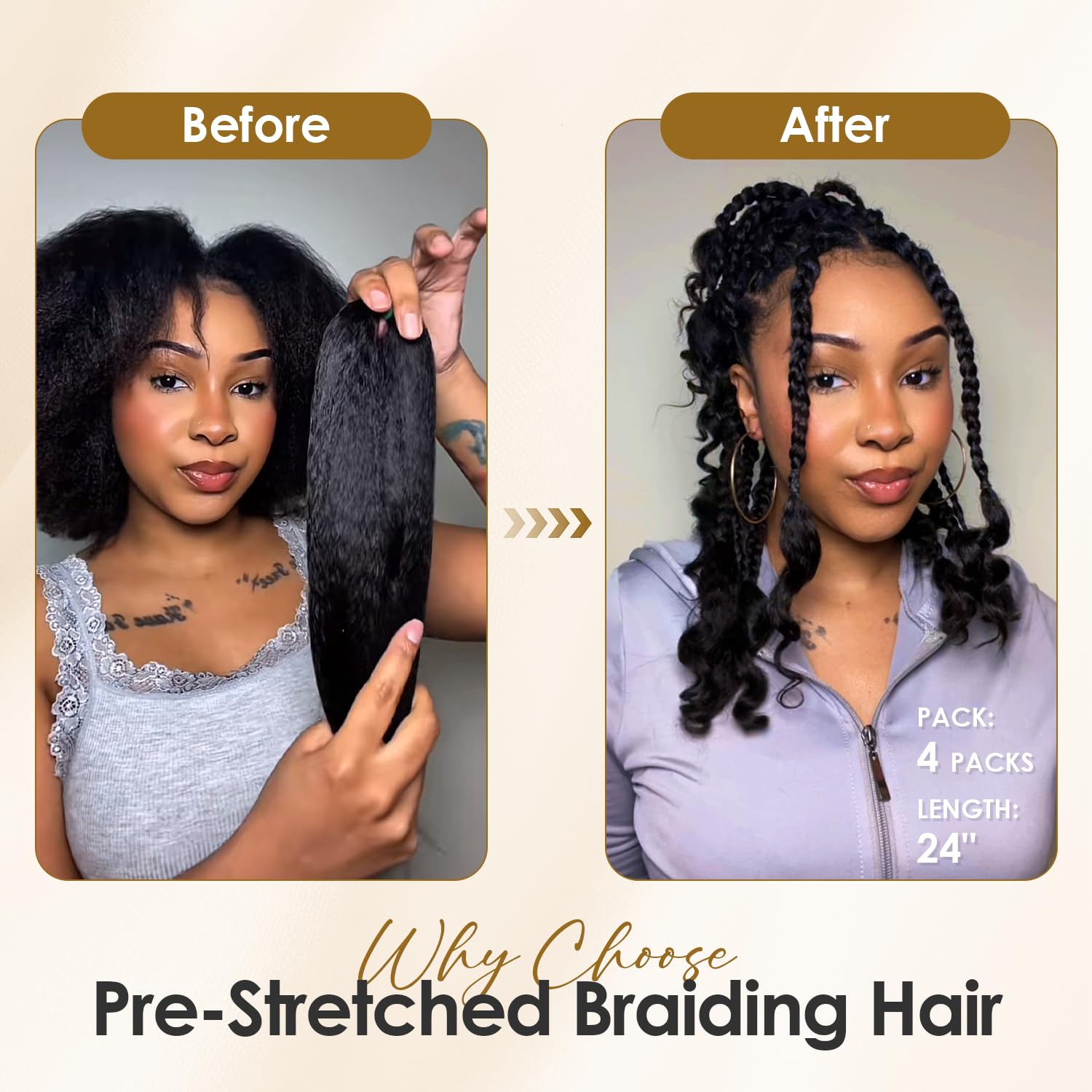DAIXI Braiding Hair Pre Stretched Afro Kinkys Bulk Human Hair for Box Braids and Twists Easily Seperated Natural Soft Yaki Straight Texture Crochet Hair Extensions (1B 50g, 18 Inch)