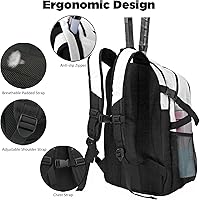 Vista 5 de WOLT Tennis Bag - Large Tennis Racket Backpack for Men & Women - Ventilated Shoe Compartment - Holds 2 Rackets