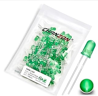 Chanzon 100 Stück 5mm blinkende grüne LED-Dioden lichter 1,5 Hz blinkend (Diffuslinse rund DC 3V 20mA) Helle Glühbirnen La...
