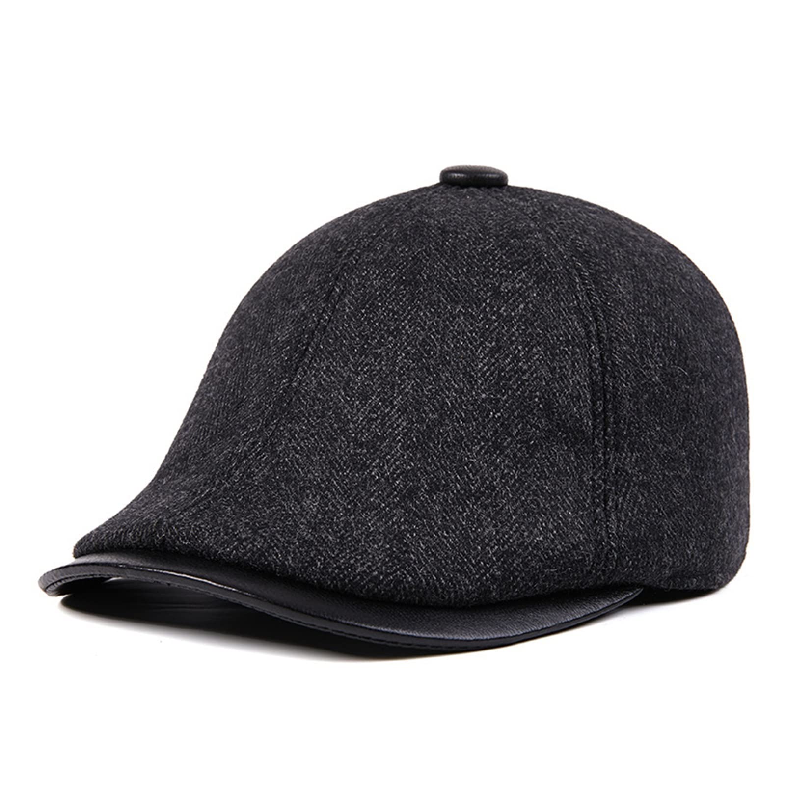 Męska zima kapelusz Herringbone Beret Hat Patchwork Ciepłe Earfaps Płaska czapka Retro Newsboy