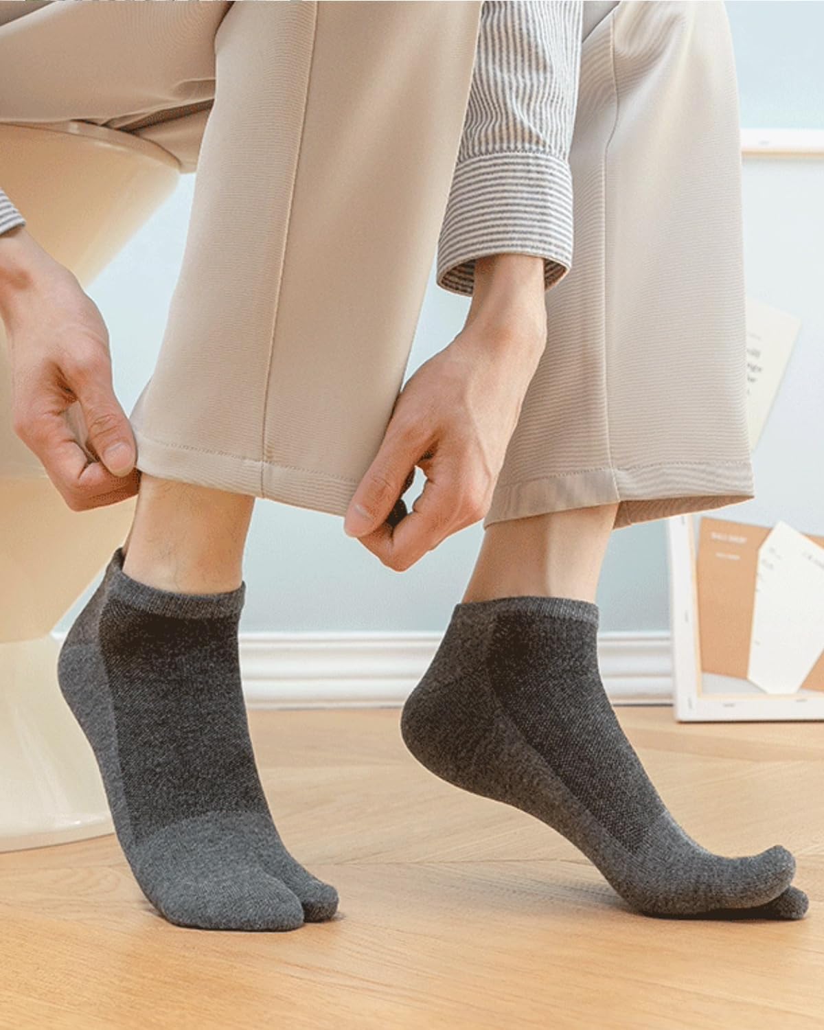 Tabi Socks Athletic Cotton Crew Length Quarter Ankle Two Toe for Women and Men
