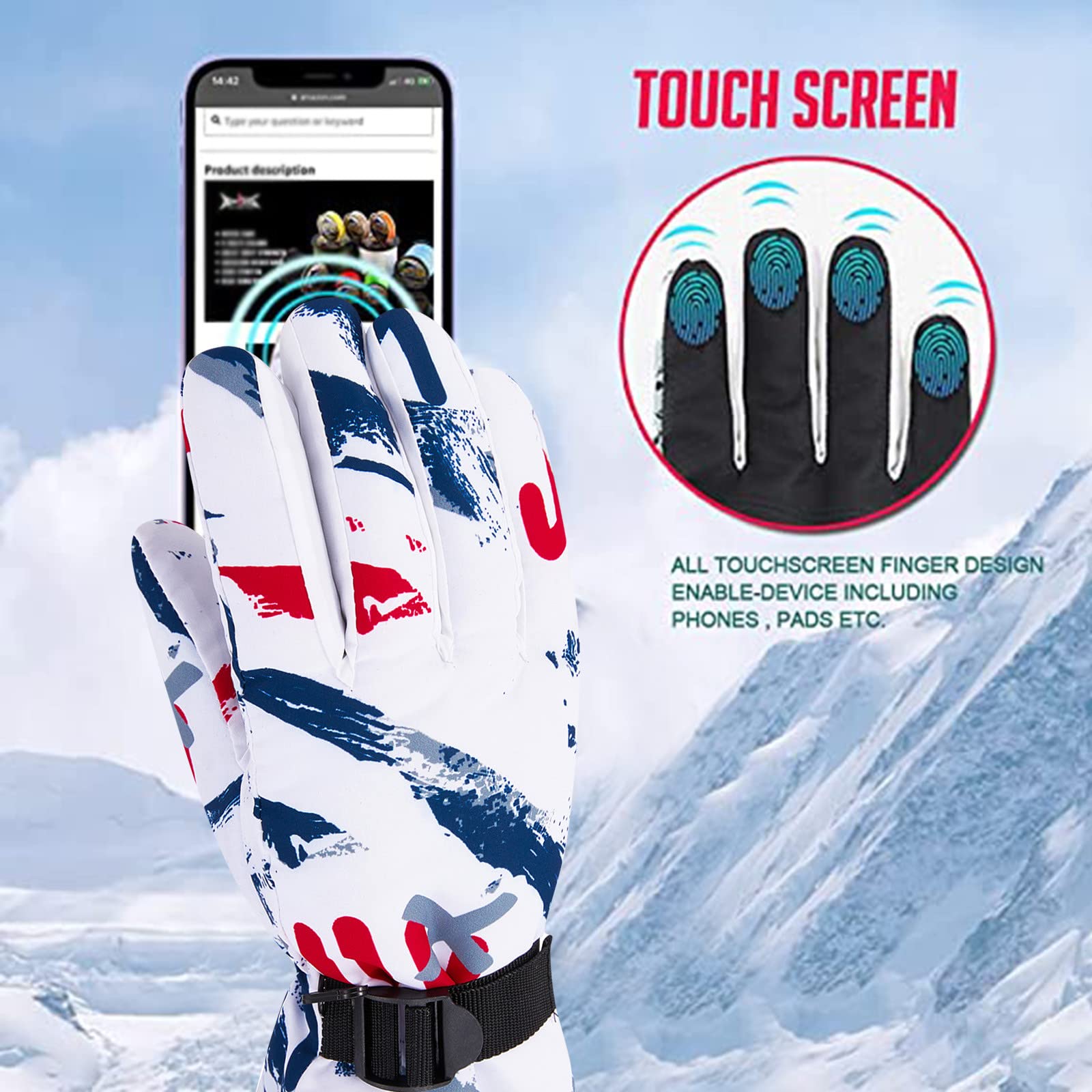 Guanti invernali da donna per touchscreen, caldi guanti elastici
