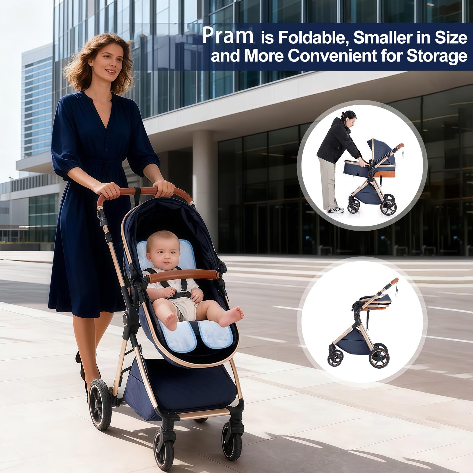 Gcarebb Passeggino 3 in 1: Cittadini Con Seggiolino Auto, Canna Portatile Pieghevole In Un Click, Combinato Paesaggio Alto Telaio in Alluminio
