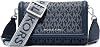 Michael Kors Women's Jet Set Small Crossbody Phone Bag, Silver Hardware/Tonal Mk Signature Nylon with Logo Mk Webbing/Admiral/Pale Blue, One Size