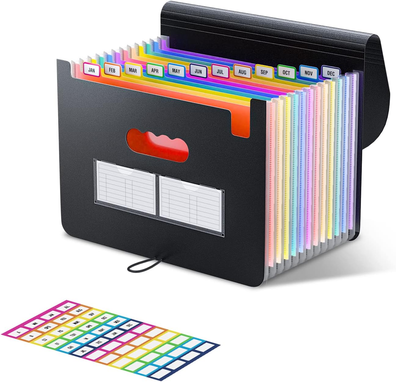 Amazon アコーディオンファイルオーガナイザー 12ポケット拡張ファイルフォルダー 拡張可能カバー付き ポータブルファイリングボックス デスクトップアコーディオンフォルダー