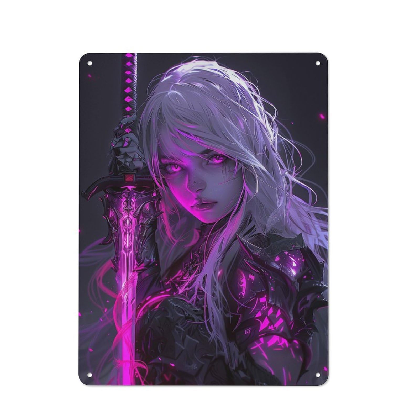 Vintage Tin Sign with Neon Demon Girl Design 40x30cm, Nostalgic Nostalgic Wall Art for Living Room, Hallway, Kitchen Or Cafe