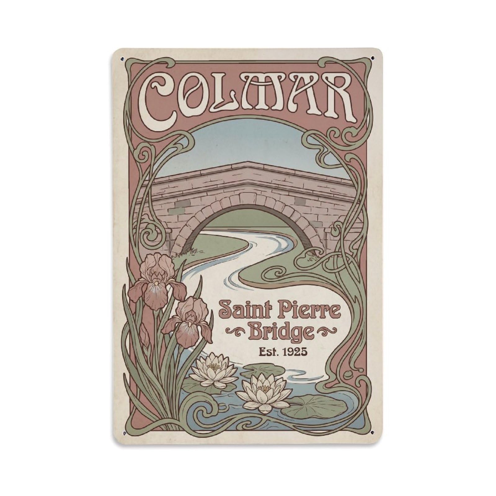 Gead 8X12inch Style Vintage Travel France Bridge Metal Tin Sign