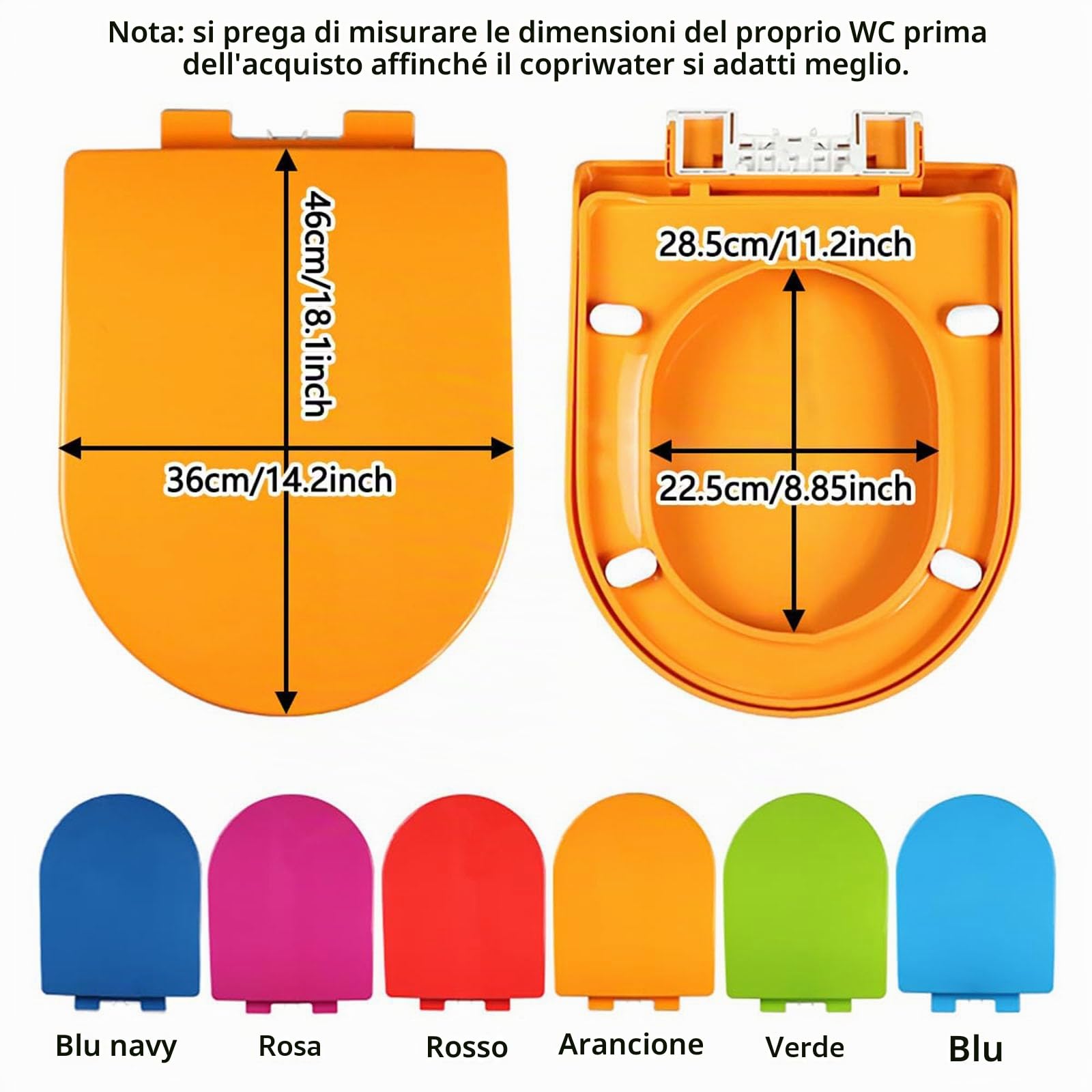 Seduta del WC,Tavoletta WC Ideal Standard,Colorato Tavoletta Water,Sedile WC Copriwater Universale con Chiusura Ammortizzata Soft Close, Forma A U,Pp,Sapphire Blue