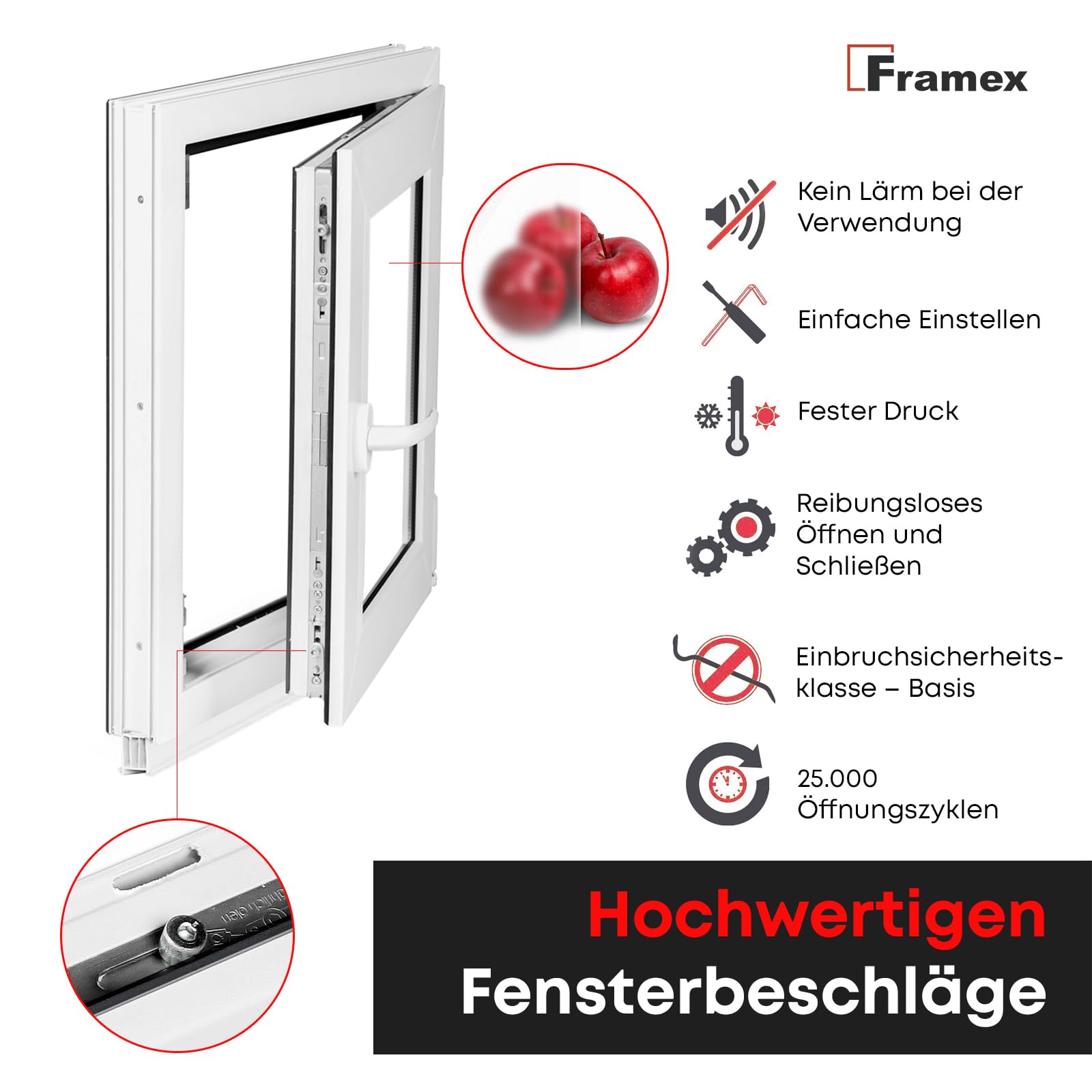 Badezimmerfenster Weiß 2-fach Milchglas 65 x 100 cm DIN Links, Kellerfenster Kunststofffenster PVC Satinato 650 x 1000 mm 32 mm Dreh-Kipp (Griff Rechts)