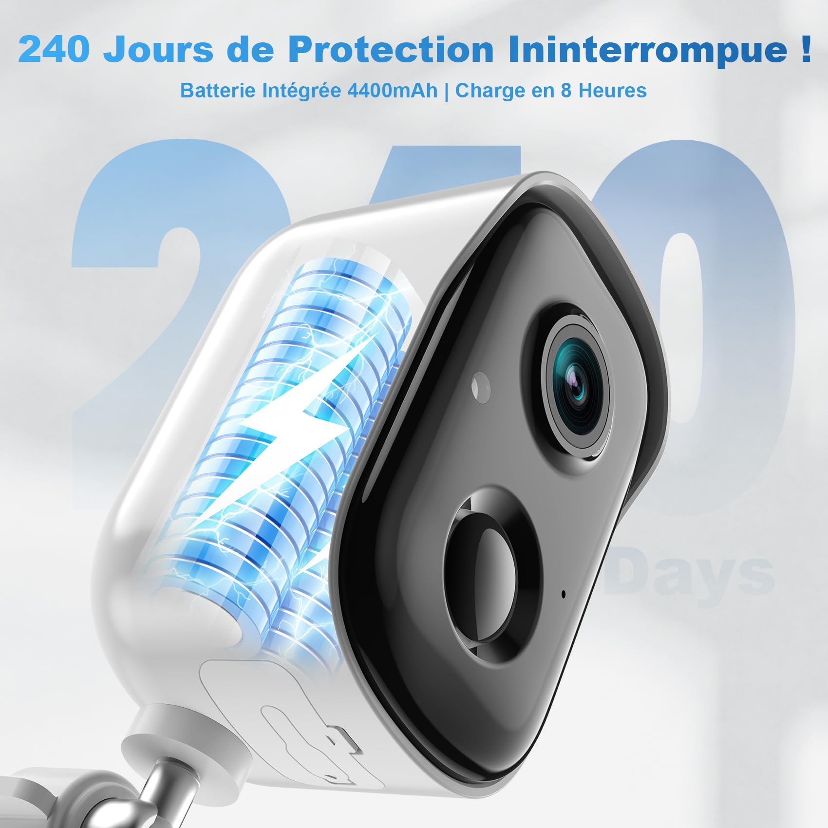 Überwachungskamera Außen–2K WLAN Kamera, Nachtsicht, kabellose Überwachungskamera Akku mit PIR-Bewegungserkennung, 2-Wege-Audio, IP65, Kompatibel mit Alexa/Google für Haus, Garten, Haustiere