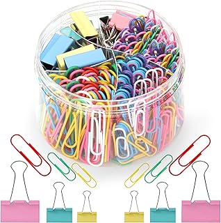 Paper Clips Binder Clips, Viemior 350pcs Colored Office Clips Set - Upgraded Colorful Paperclips and Paper Clamps Assorted...