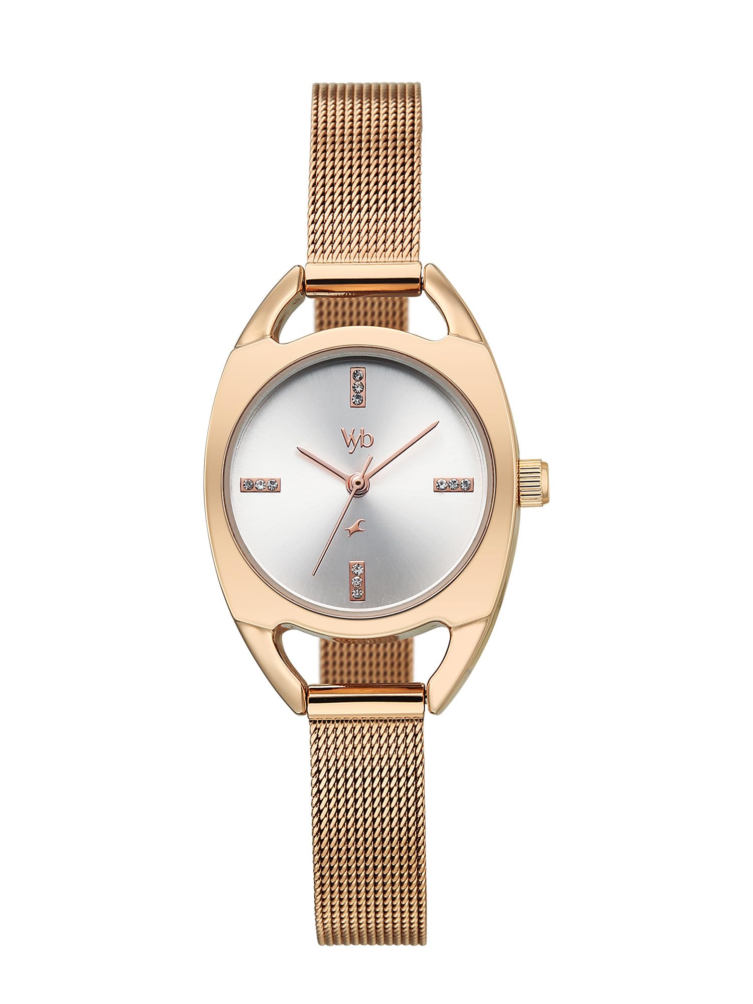Fastrack Vyb Spotlight with Quartz Analog Silver Dial Rose Gold Stainless Steel Strap Watch for Girls - FV60129WM01W-image-40