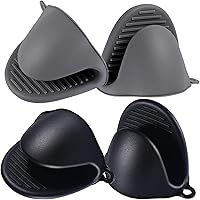 Vista 1 de 2 pares de guantes de horno de silicona resistentes al calor, ideales para sujetar elementos de cocina (negro y gris)