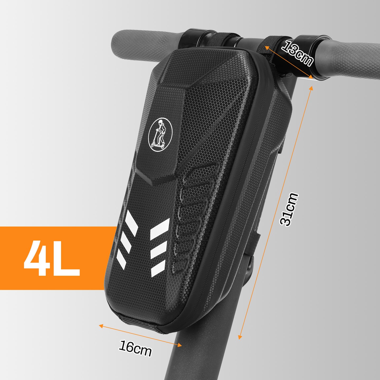 TLGREEN E Scooter Tasche, 3L/4L Große Kapazität Roller Tasche, Lenkertasche für Elektroroller wasserdichte, Vordertasche mit Eva Hard Sell, für Xiaomi Mijia Sedway Ninebot (4 L)