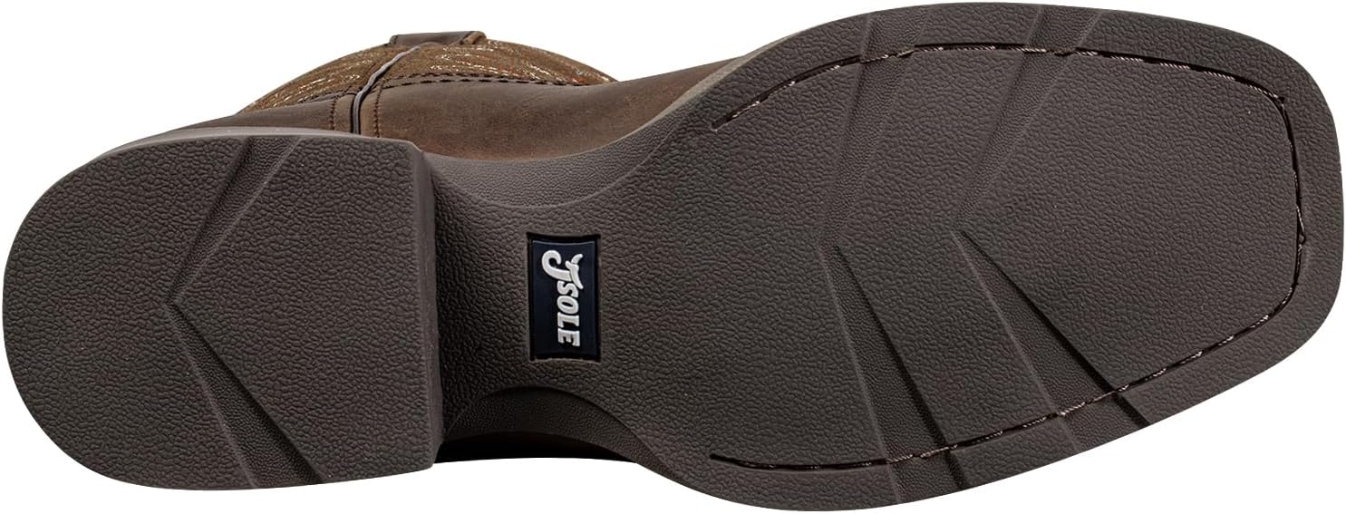 J's.o.l.e Leather Cowboy Boots for Men Square Toe Western Work Boots Botas Vaqueras Para Hombre Slip On Riding Dress Boot Brown - Image 8