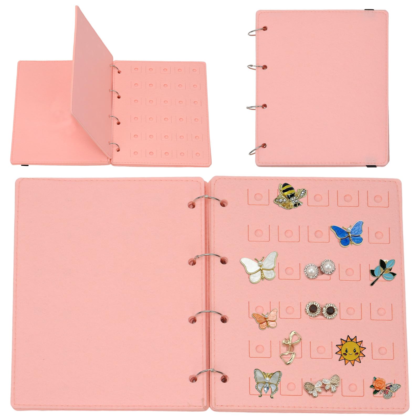 Mardatt 1Pcs Pin Display Book, Pink Enamel Pin Display Book Organizer with 180 Pin Capacity 6Pages, Tabletop Pin Collection Storage Rack for Badges Jewelry