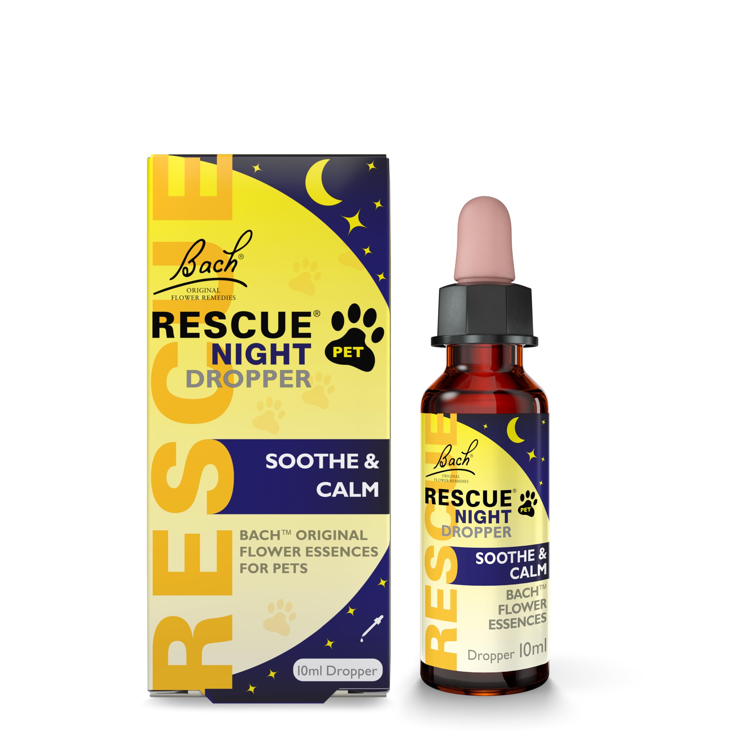 RESCUEPet Night Dropper (10ml), Separation, Sleepless Nights, Travel, Noise, Calming for Dogs, Cats, & Other Pets, Bach Flower Essences, Gentle, Natural to Promote Relaxation